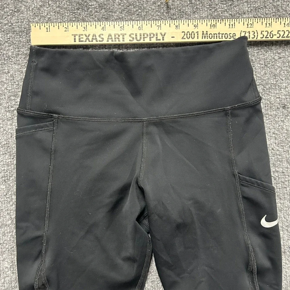 Nike Leggings Womens Size XS Black Mesh Panel Activewear Running Pockets
